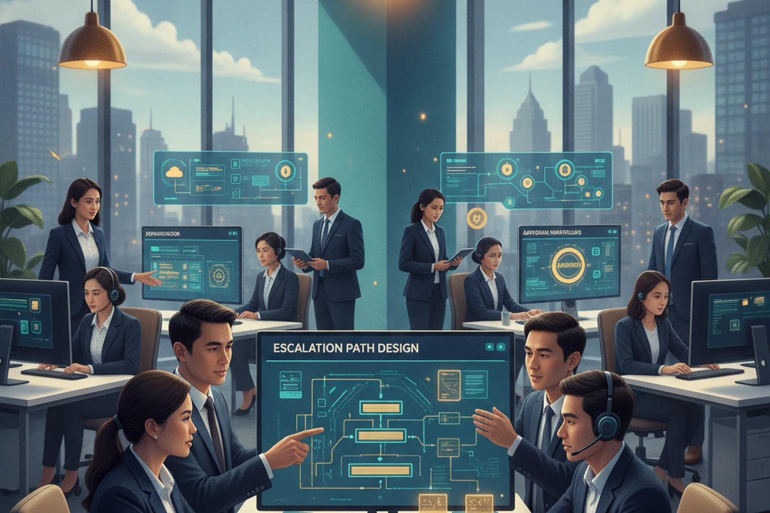 Helpdesk Operations: Escalation Path Design editorial illustration